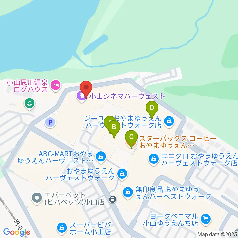 小山シネマハーヴェスト周辺のカフェ一覧地図