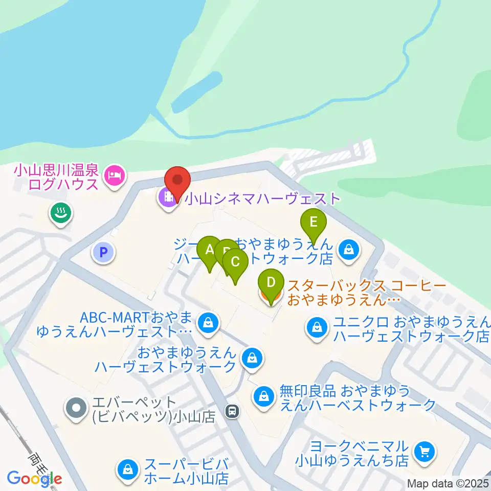 小山シネマハーヴェスト周辺のカフェ一覧地図