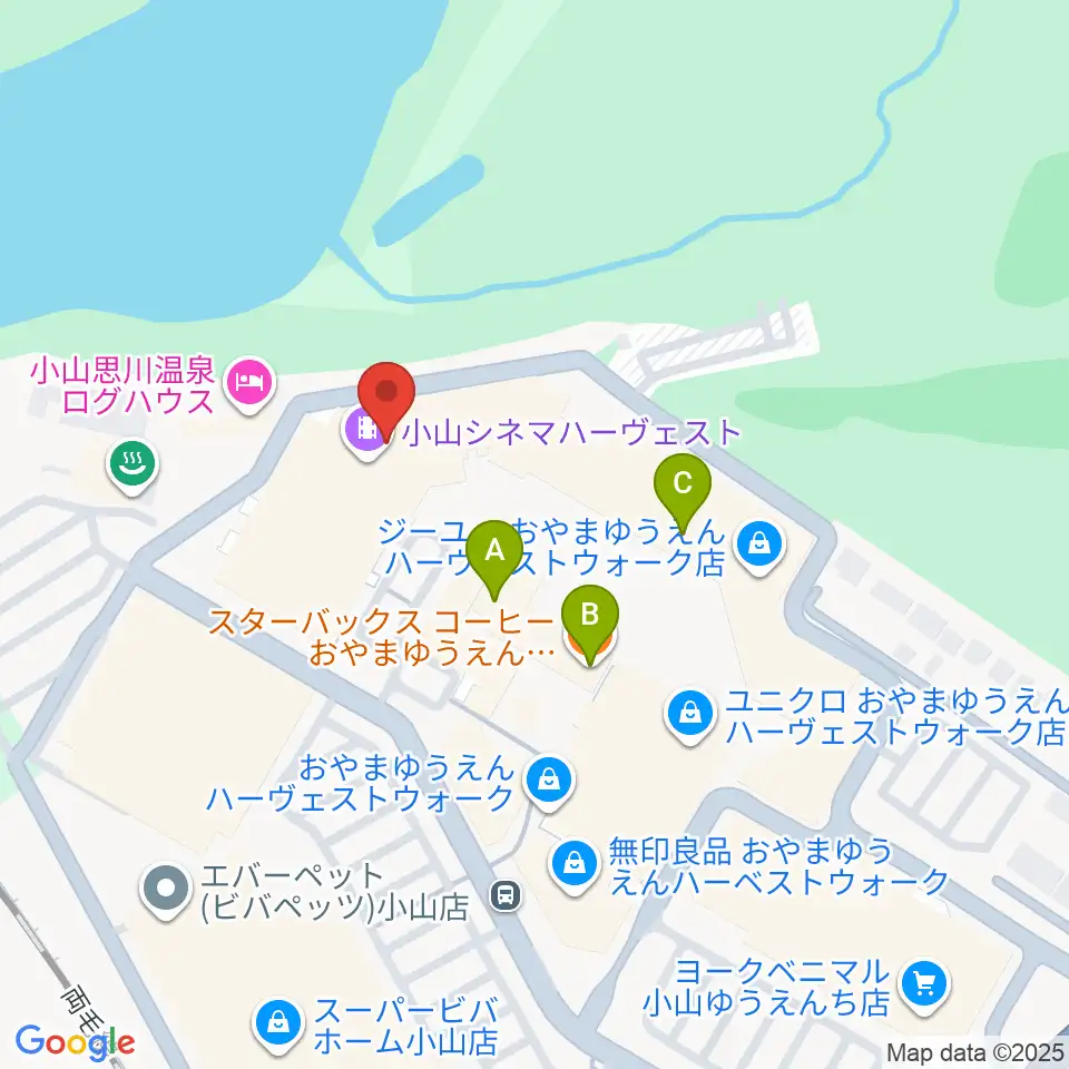 小山シネマハーヴェスト周辺のカフェ一覧地図