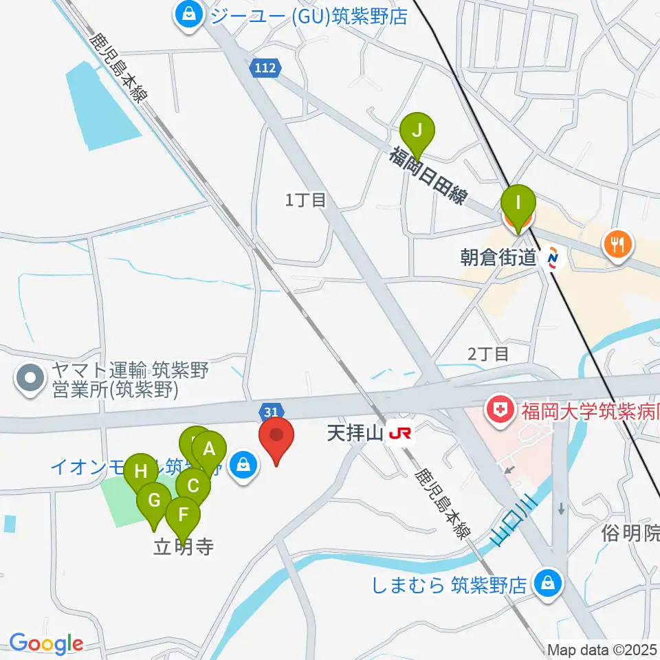 イオンシネマ筑紫野周辺のカフェ一覧地図