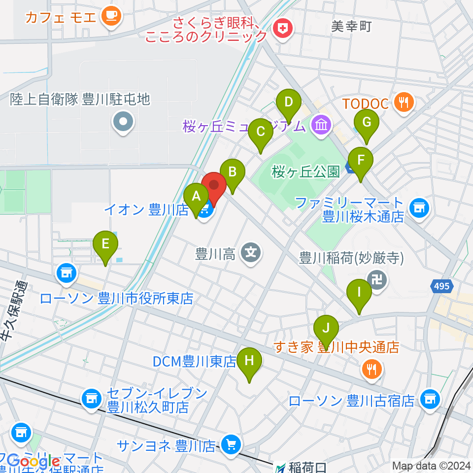 イオンシネマ豊川周辺のカフェ一覧地図