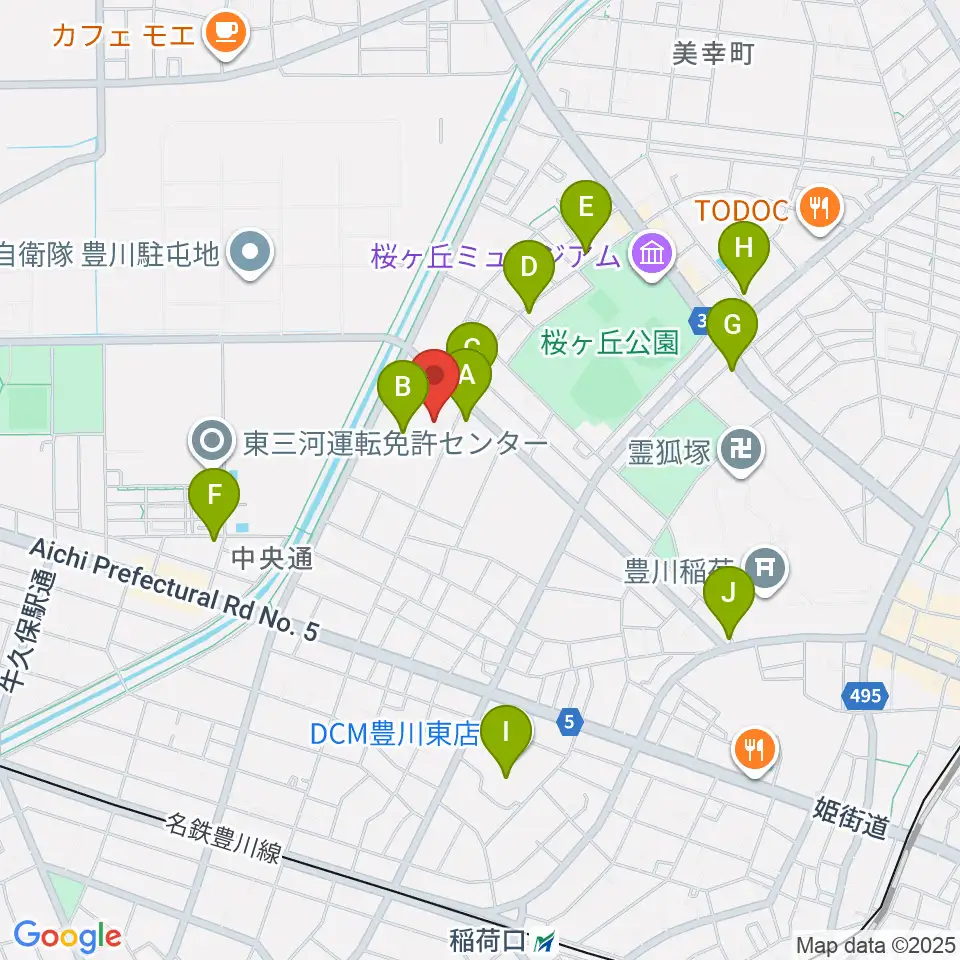 イオンシネマ豊川周辺のカフェ一覧地図