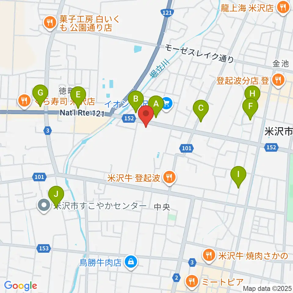 イオンシネマ米沢周辺のカフェ一覧地図