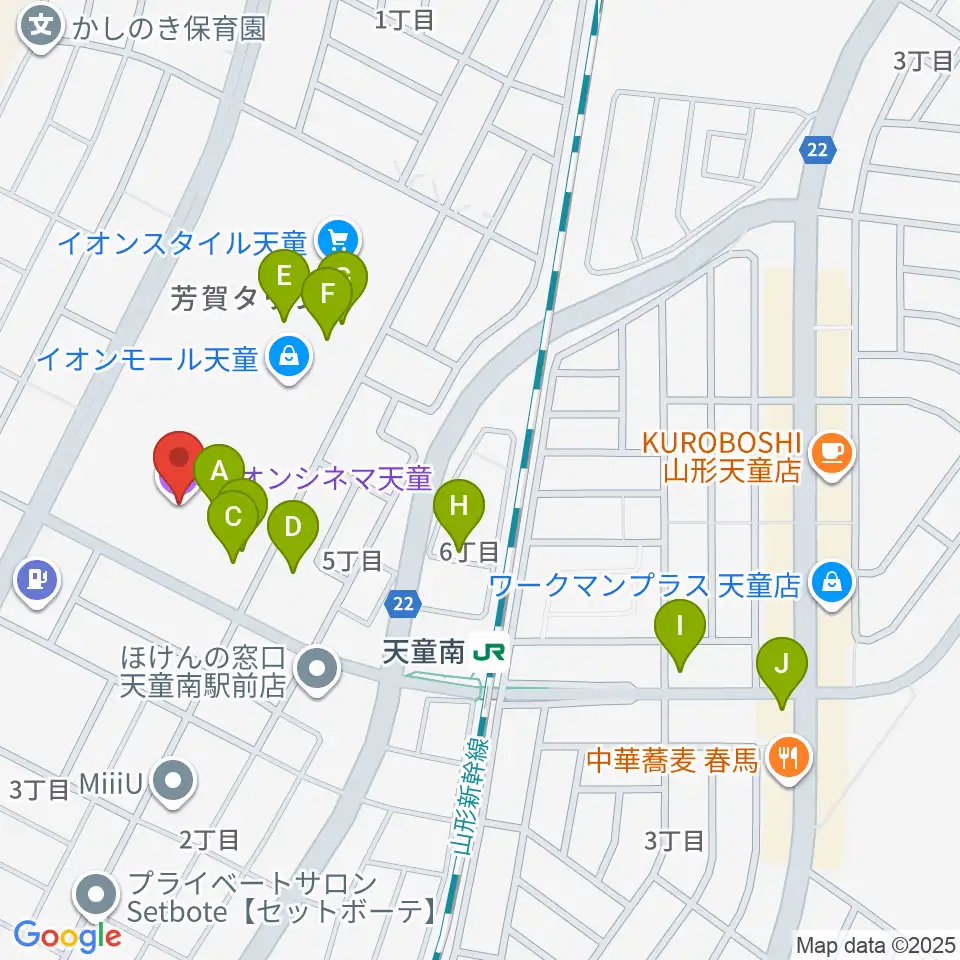 イオンシネマ天童周辺のカフェ一覧地図