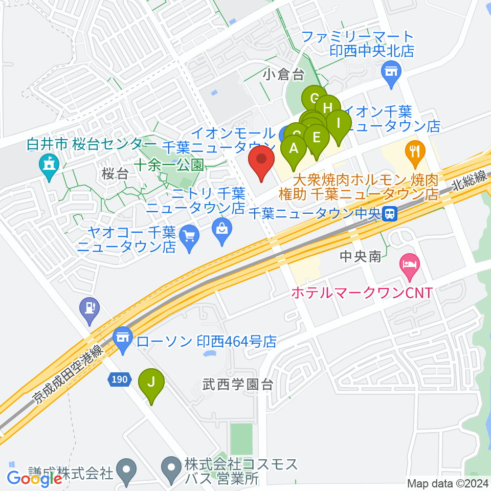 イオンシネマ千葉ニュータウン周辺のカフェ一覧地図