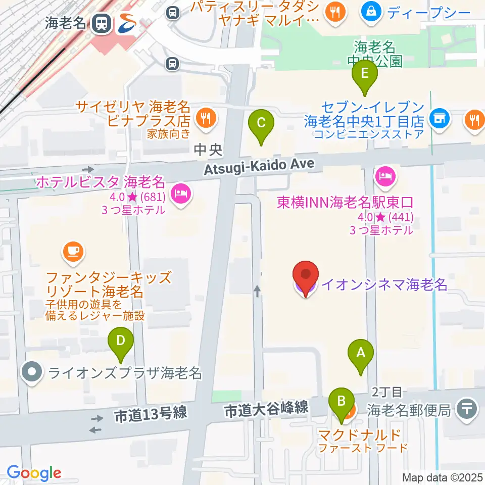 イオンシネマ海老名周辺のカフェ一覧地図