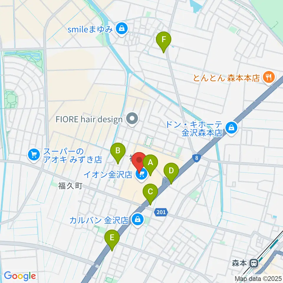 イオンシネマ金沢周辺のカフェ一覧地図