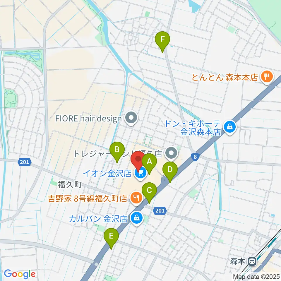 イオンシネマ金沢周辺のカフェ一覧地図