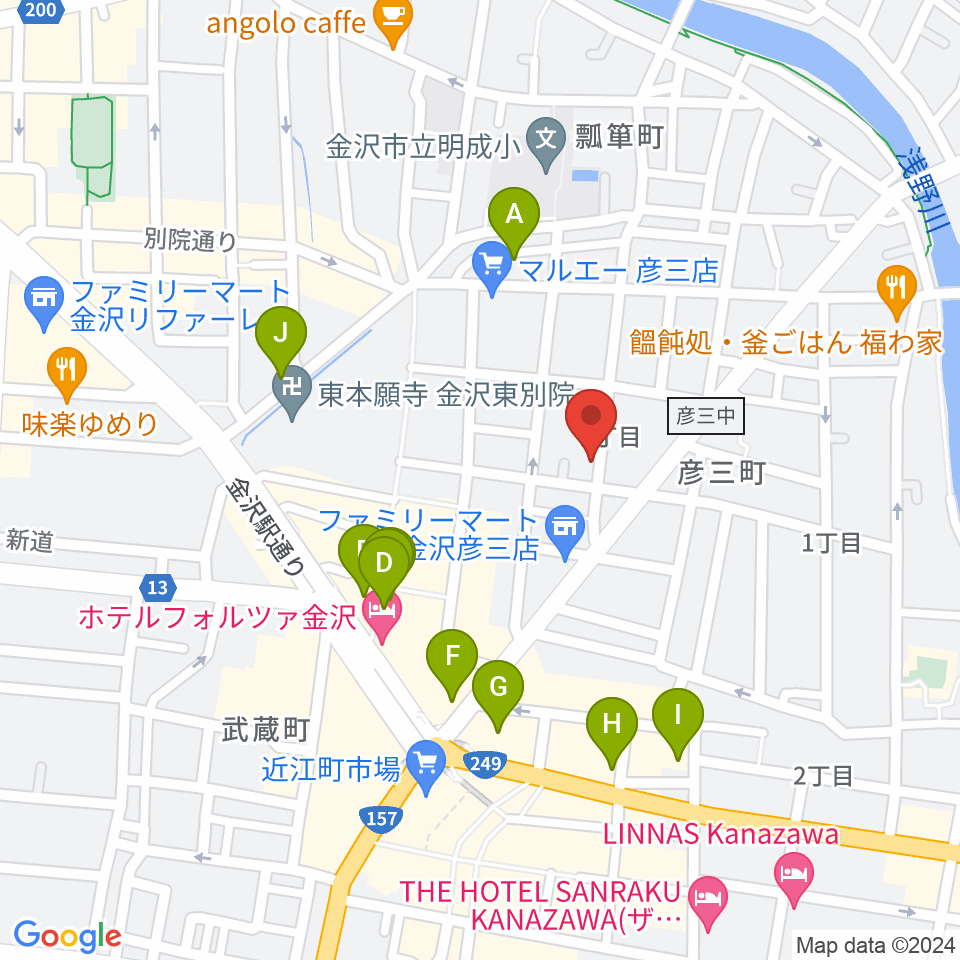 金沢Tsudoh周辺のカフェ一覧地図