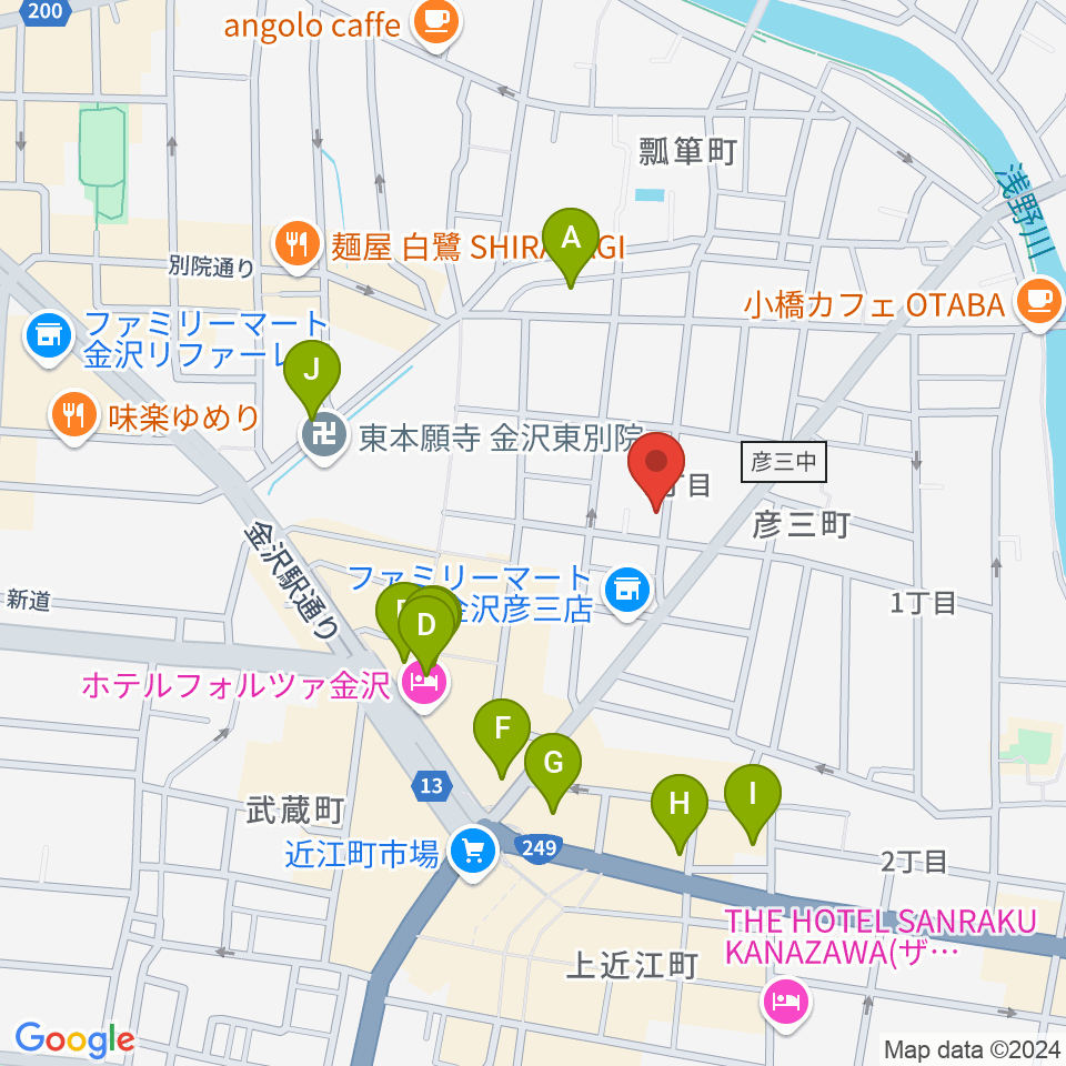 金沢Tsudoh周辺のカフェ一覧地図