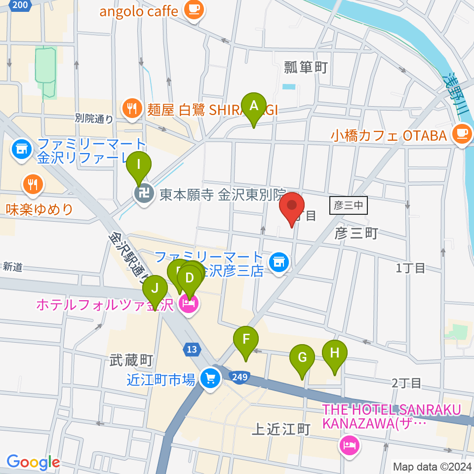 金沢Tsudoh周辺のカフェ一覧地図