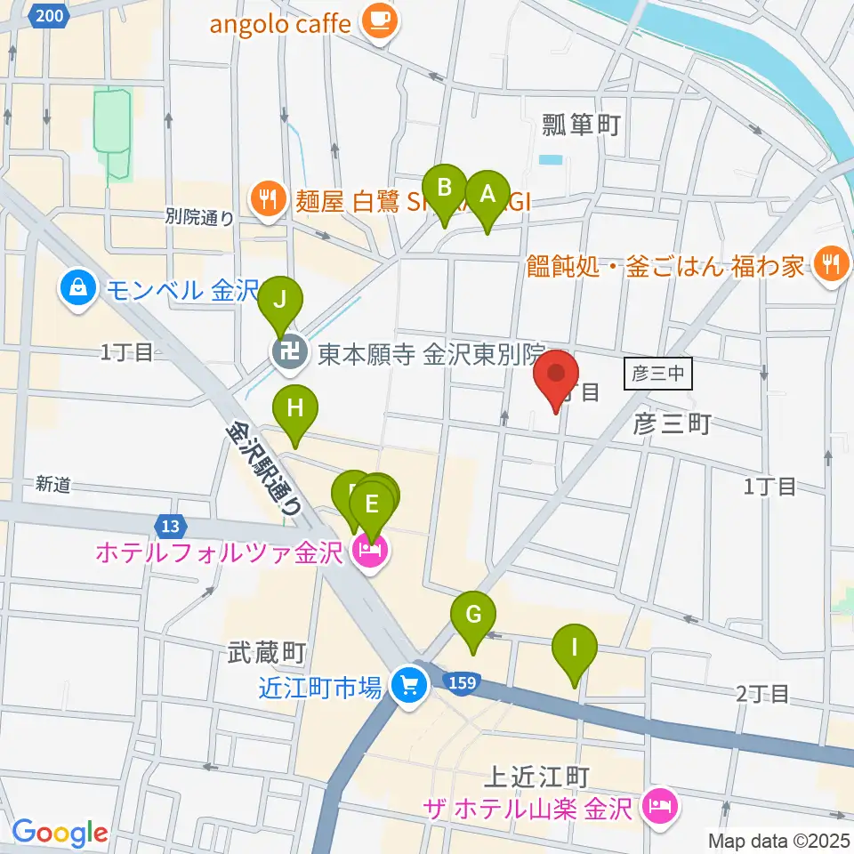 金沢Tsudoh周辺のカフェ一覧地図