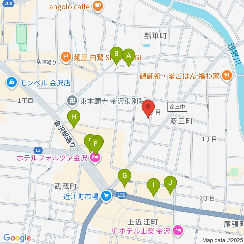金沢Tsudoh周辺のカフェ一覧地図