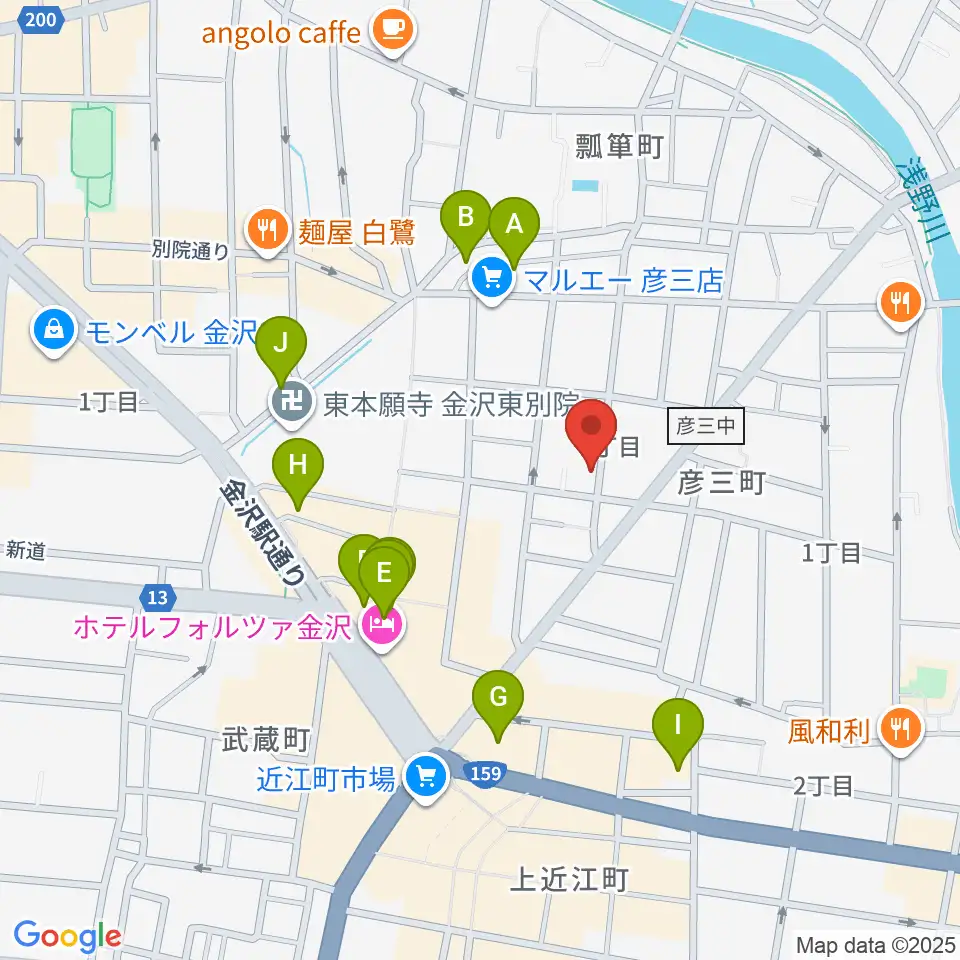 金沢Tsudoh周辺のカフェ一覧地図