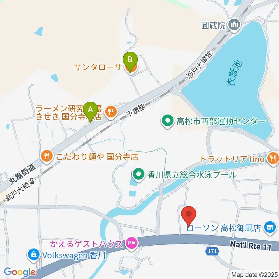 高松 ELEVEN STUDIO周辺のカフェ一覧地図