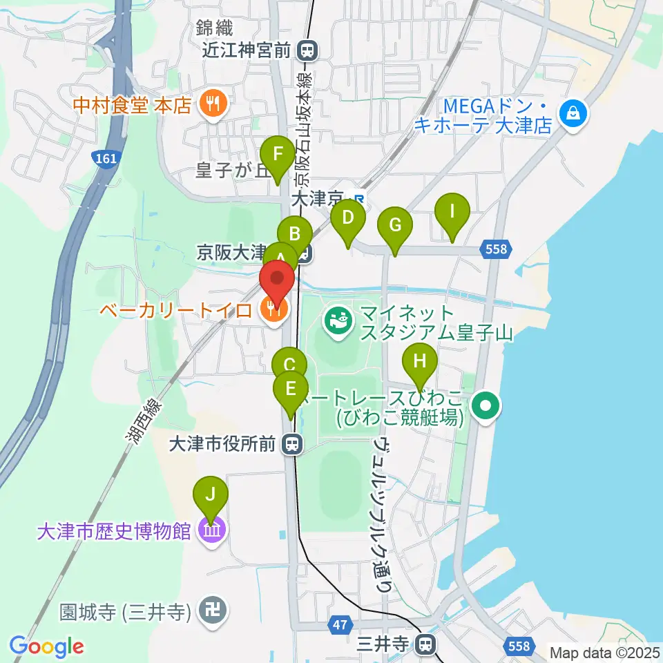 FMおおつ周辺のカフェ一覧地図