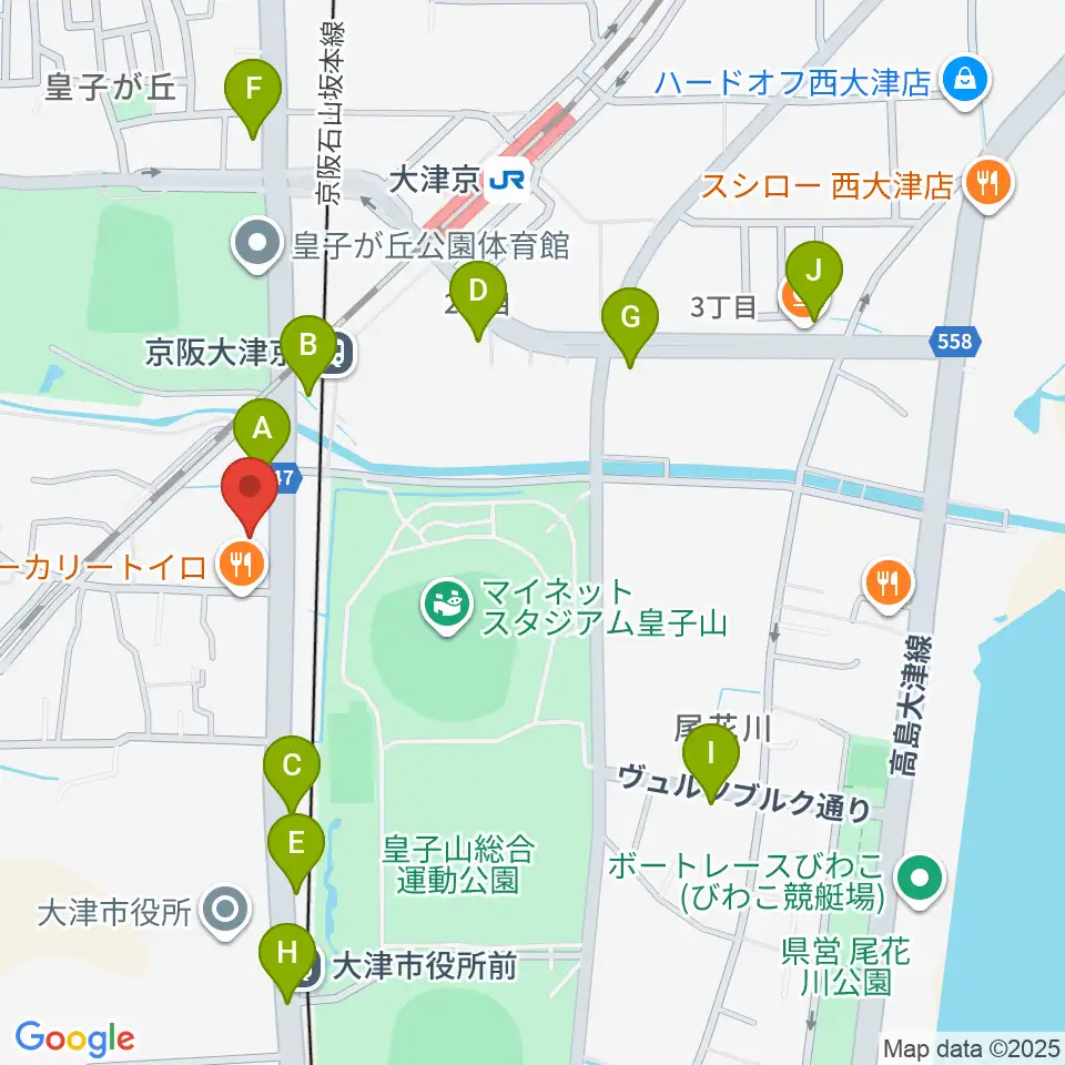 FMおおつ周辺のカフェ一覧地図