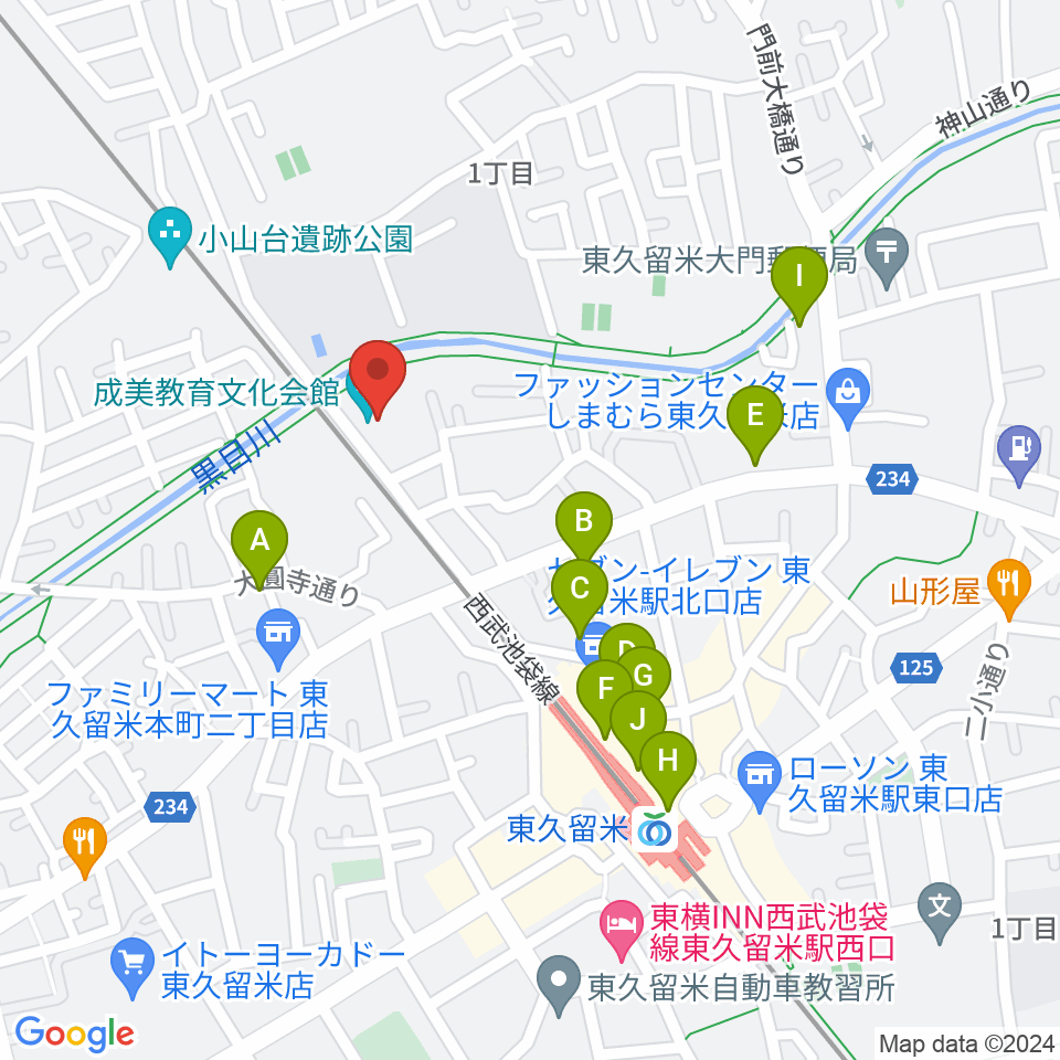 TOKYO854くるめラ周辺のカフェ一覧地図