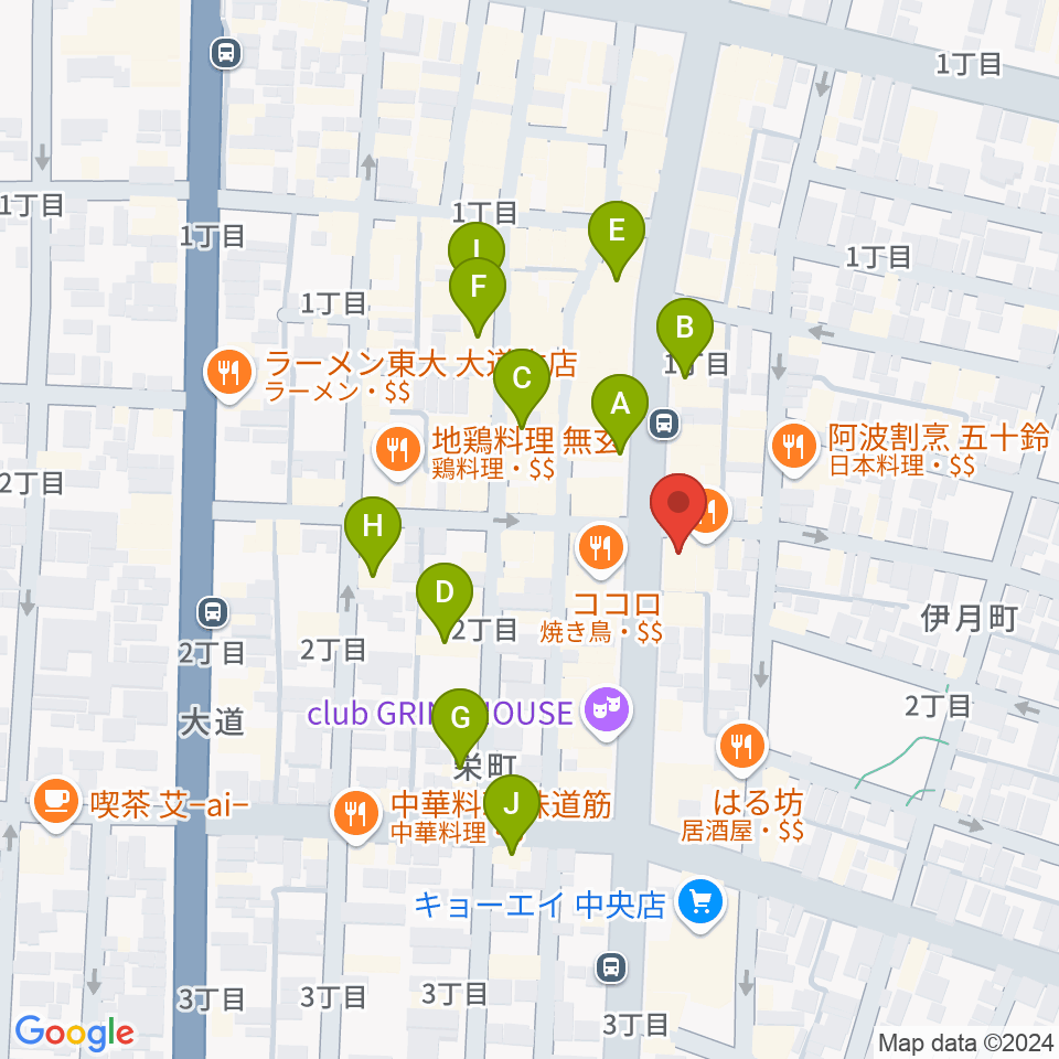 徳島FIGHT CLUB周辺のカフェ一覧地図