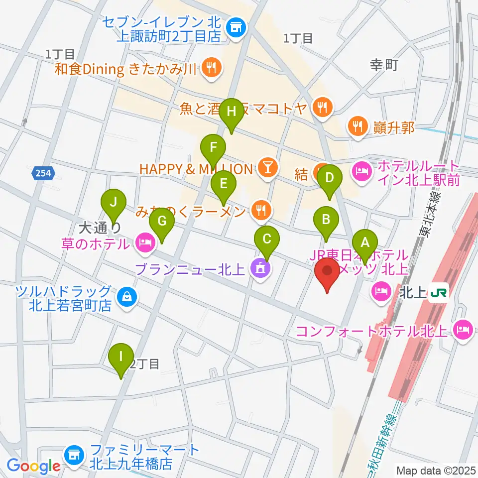 きたかみE&Beエフエム周辺のカフェ一覧地図