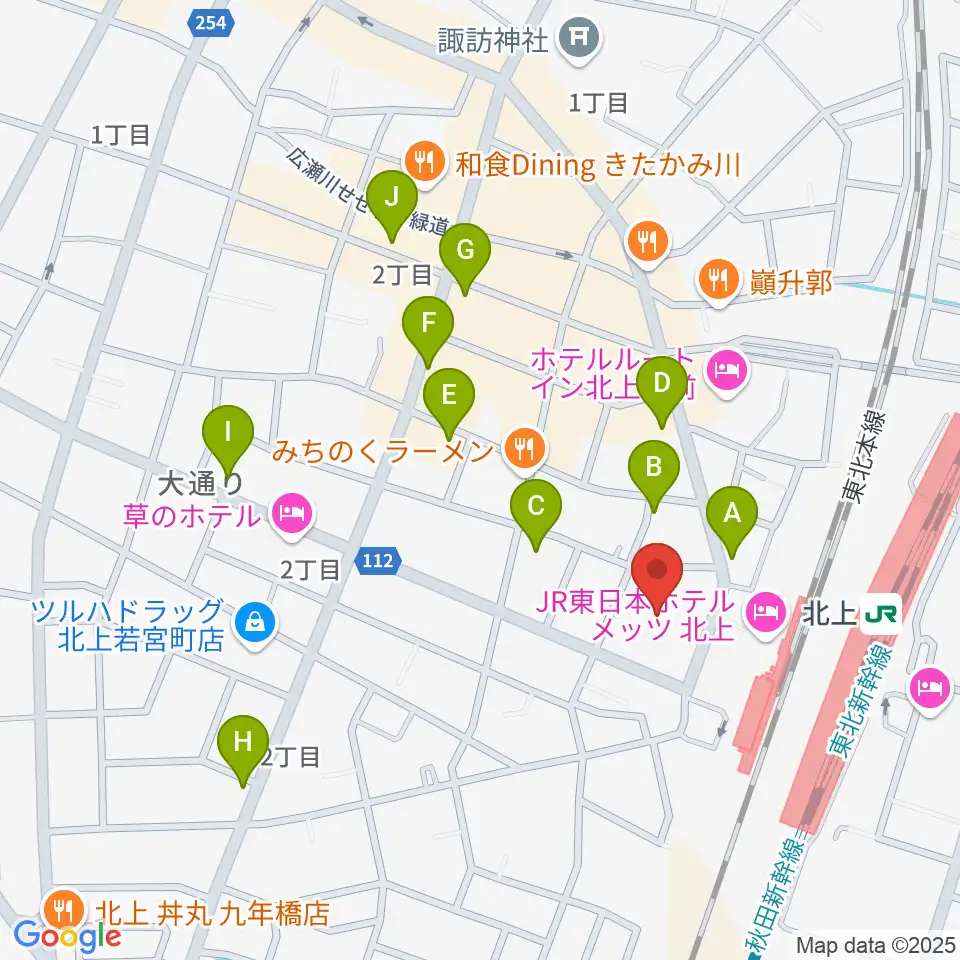 きたかみE&Beエフエム周辺のカフェ一覧地図