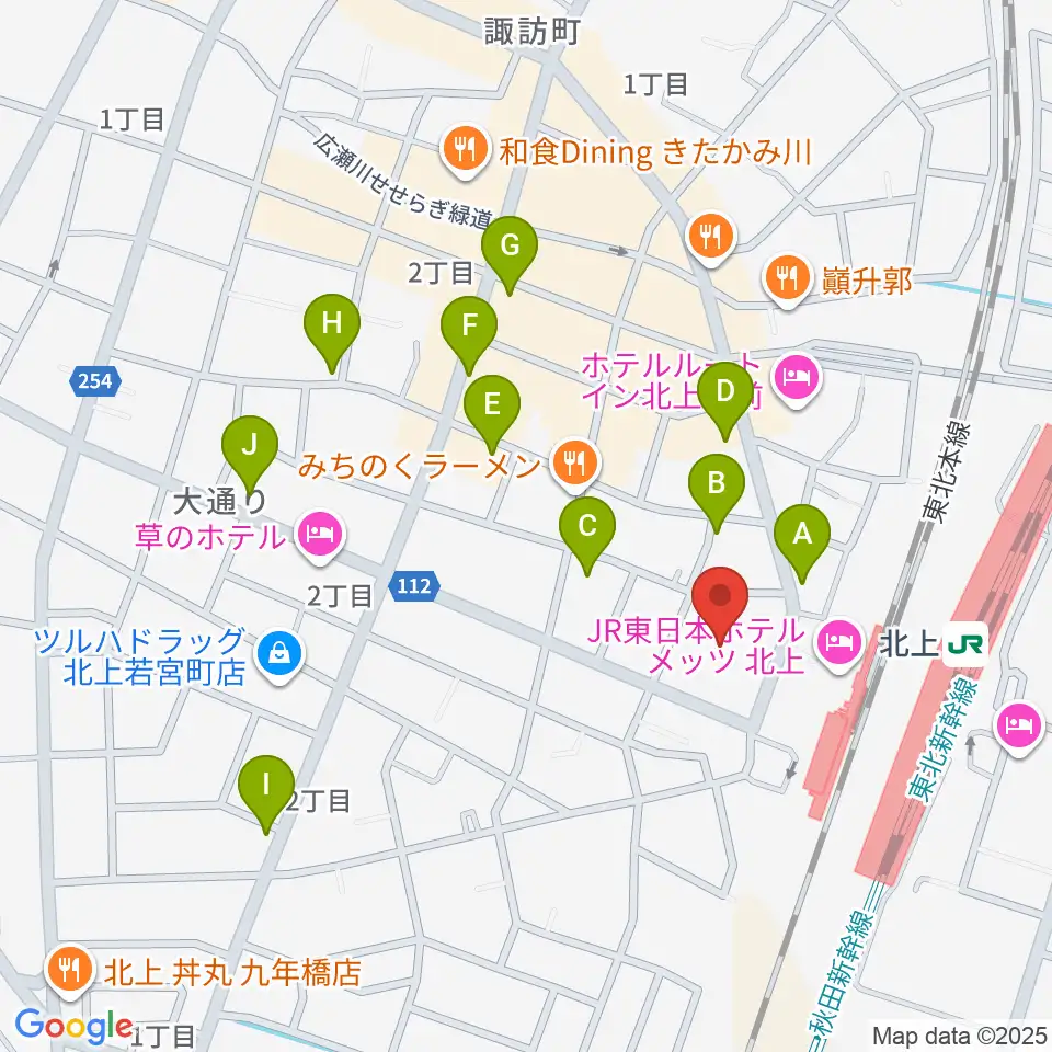 きたかみE&Beエフエム周辺のカフェ一覧地図