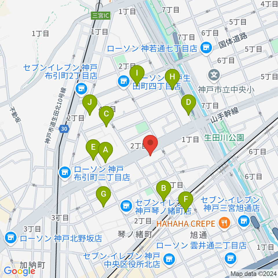 ソアースタジオ周辺のカフェ一覧地図