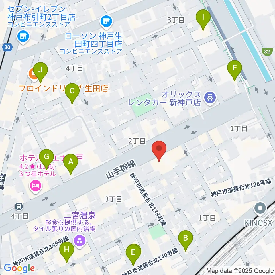 ソアー音楽教室周辺のカフェ一覧地図