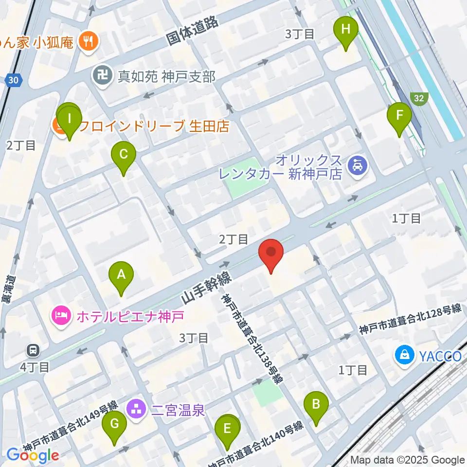 ソアー音楽教室周辺のカフェ一覧地図