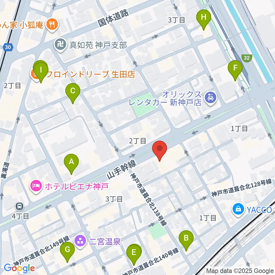 ソアー音楽教室周辺のカフェ一覧地図