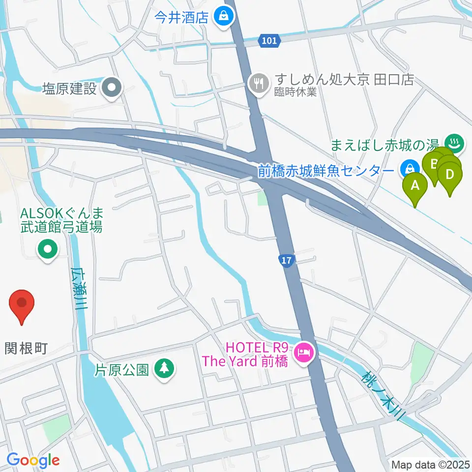 ALSOKぐんま武道館周辺のカフェ一覧地図