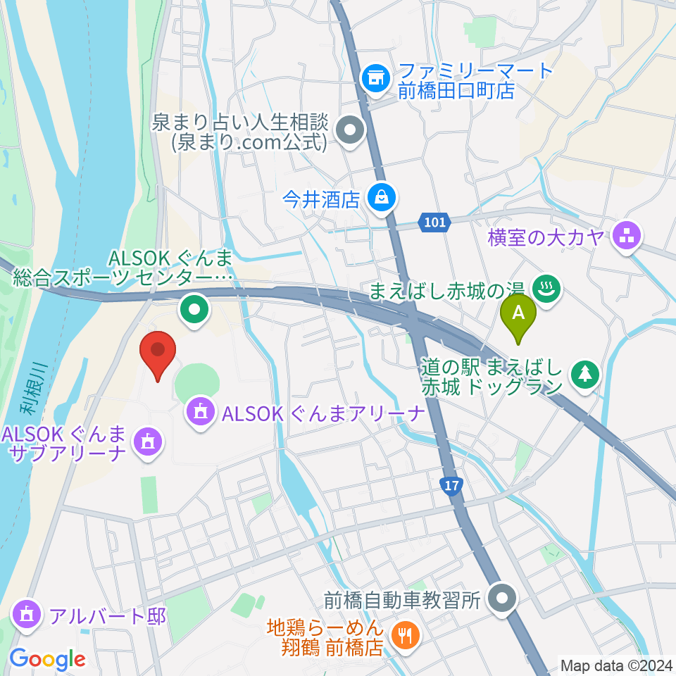 ALSOKぐんまアイスアリーナ周辺のカフェ一覧地図