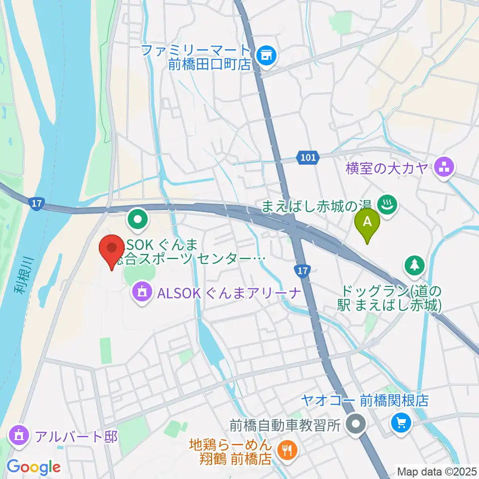 ALSOKぐんまアイスアリーナ周辺のカフェ一覧地図