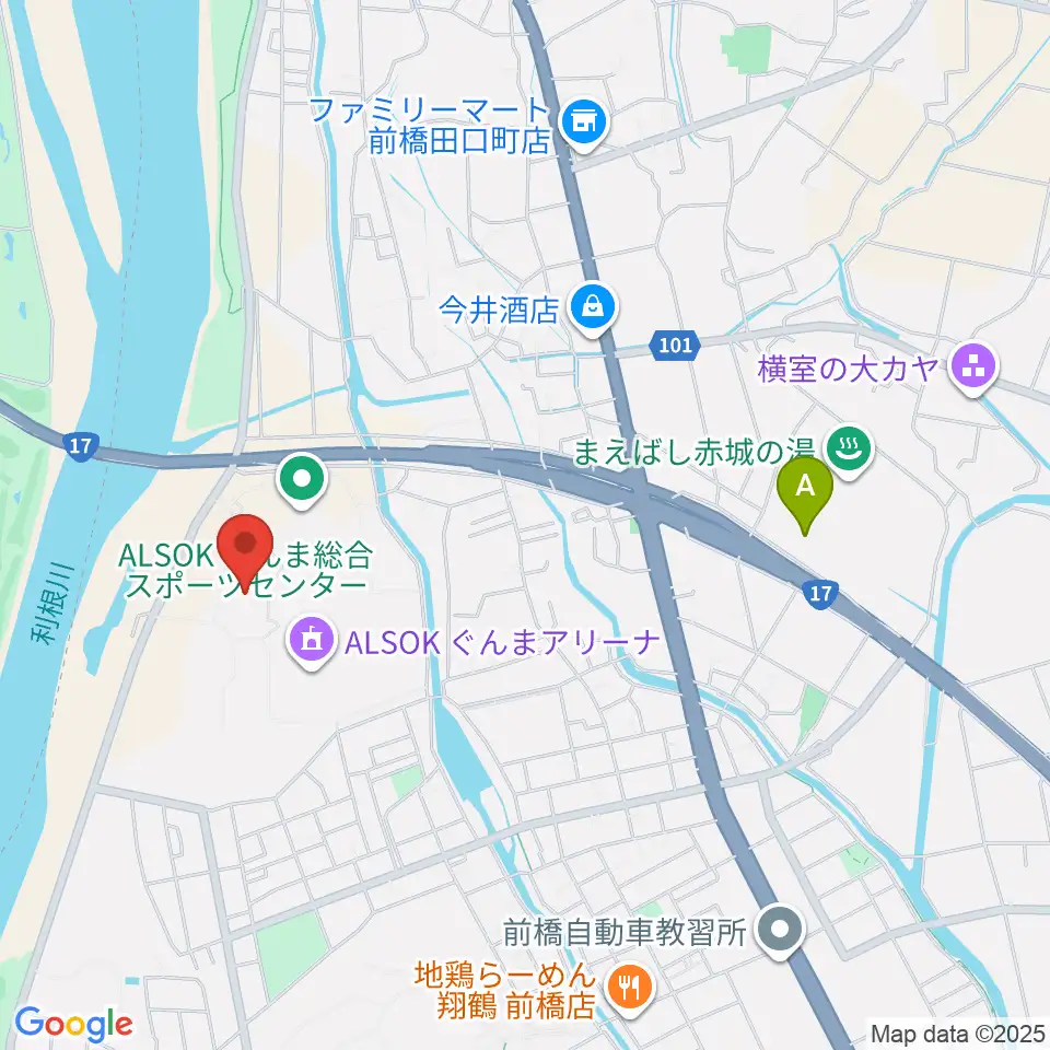 ALSOKぐんまアイスアリーナ周辺のカフェ一覧地図