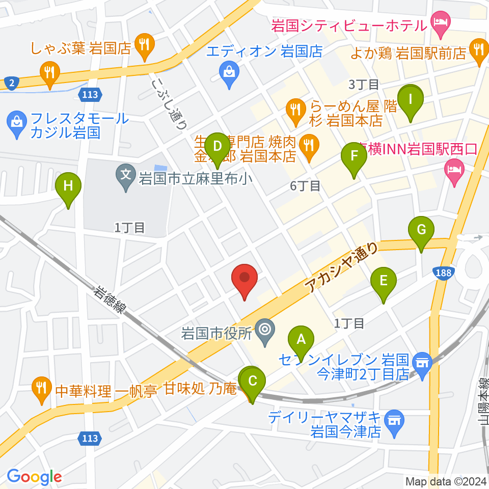 岩国市民文化会館周辺のカフェ一覧地図