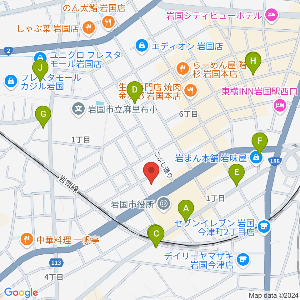 岩国市民文化会館周辺のカフェ一覧地図