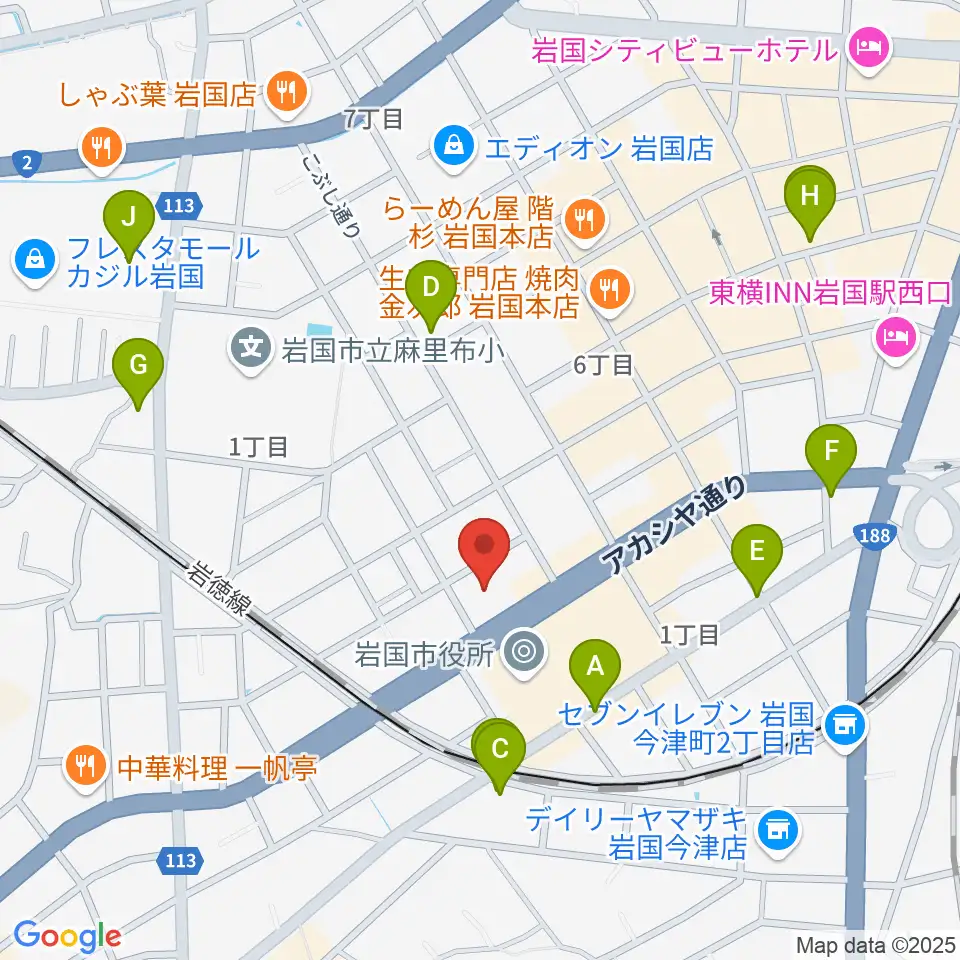 岩国市民文化会館周辺のカフェ一覧地図