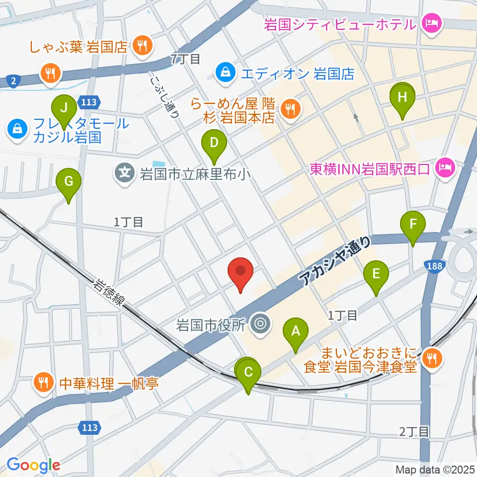 岩国市民文化会館周辺のカフェ一覧地図