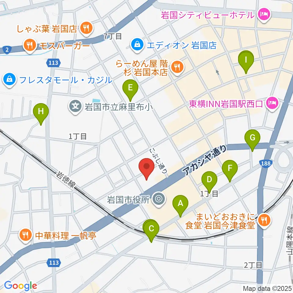 岩国市民文化会館周辺のカフェ一覧地図