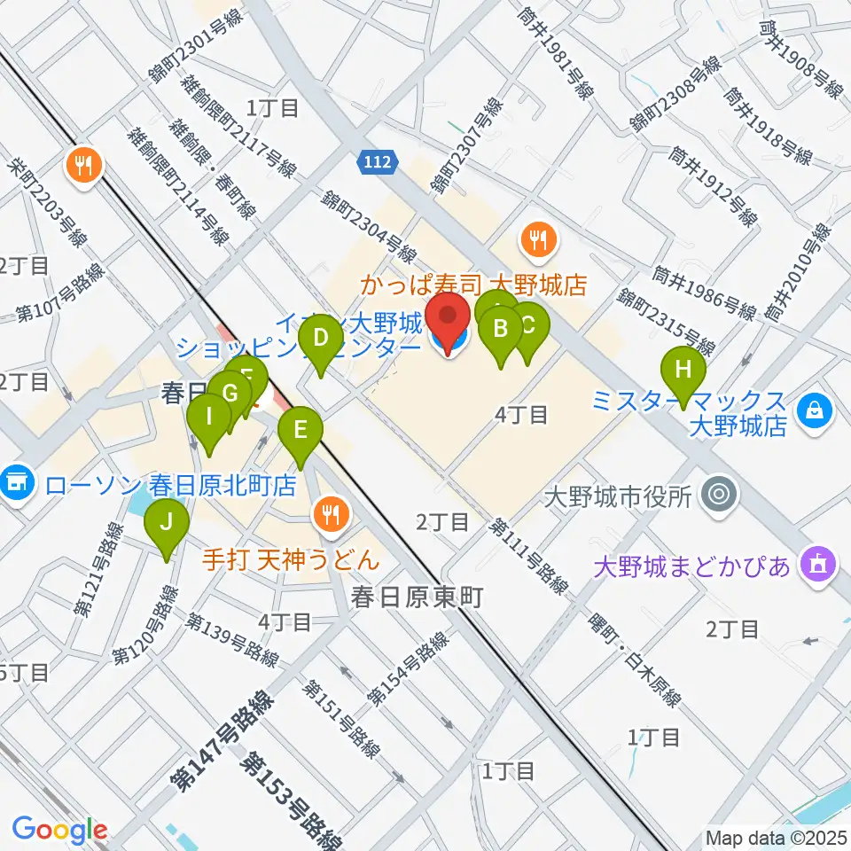 イオンシネマ大野城周辺のカフェ一覧地図