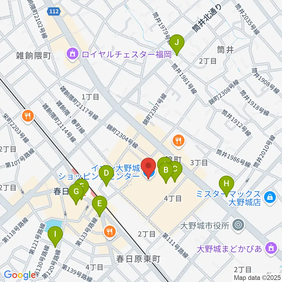 イオンシネマ大野城周辺のカフェ一覧地図