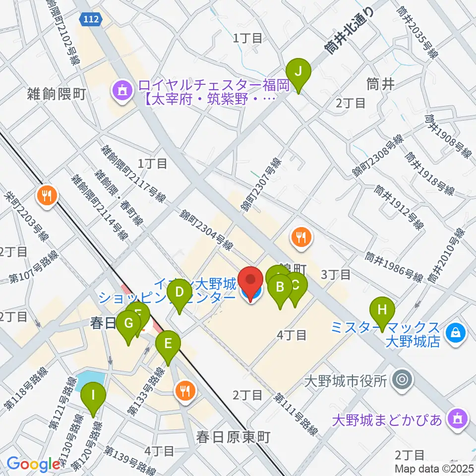 イオンシネマ大野城周辺のカフェ一覧地図