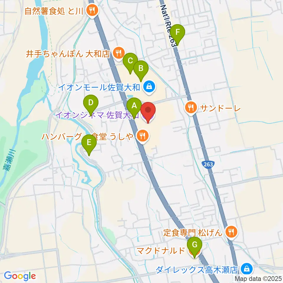 イオンシネマ佐賀大和周辺のカフェ一覧地図