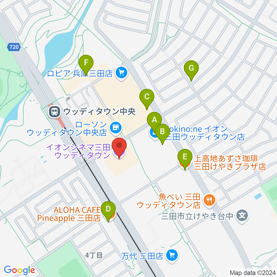 イオンシネマ三田ウッディタウン周辺のカフェ一覧地図