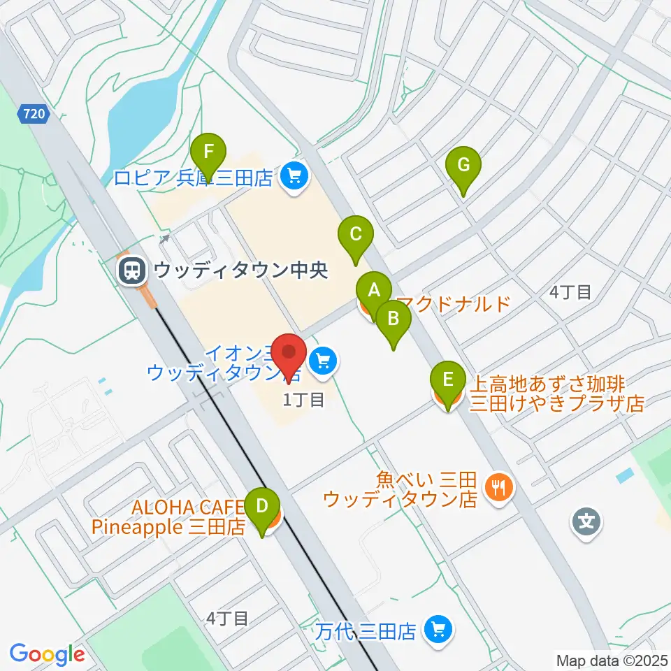イオンシネマ三田ウッディタウン周辺のカフェ一覧地図