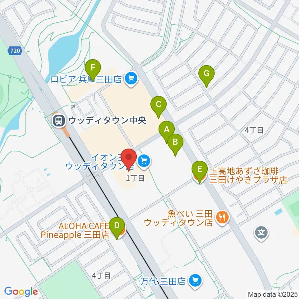 イオンシネマ三田ウッディタウン周辺のカフェ一覧地図