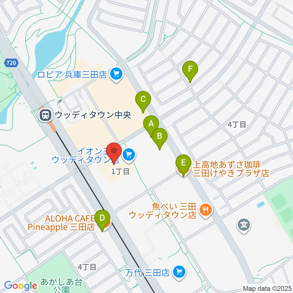 イオンシネマ三田ウッディタウン周辺のカフェ一覧地図
