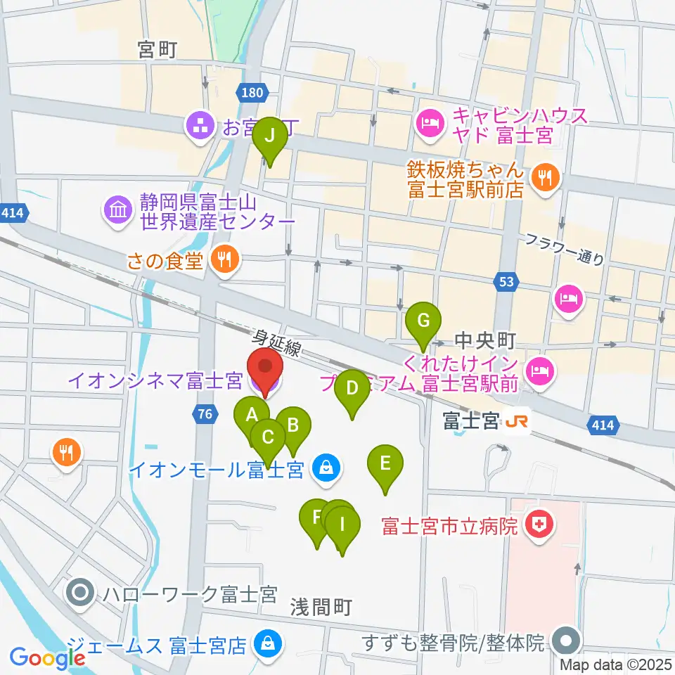 イオンシネマ富士宮周辺のカフェ一覧地図