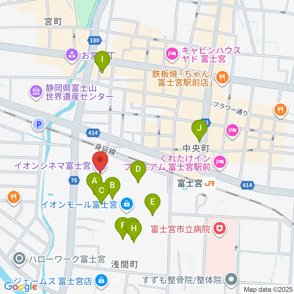イオンシネマ富士宮周辺のカフェ一覧地図
