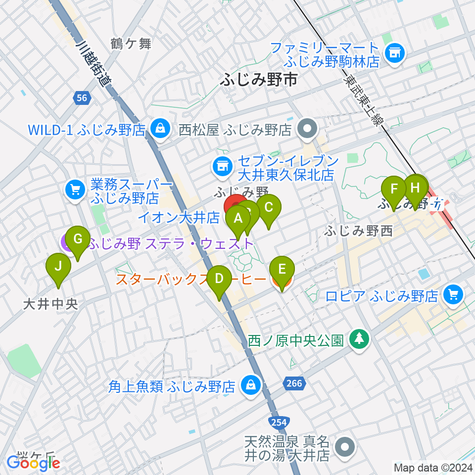 イオンシネマ大井周辺のカフェ一覧地図